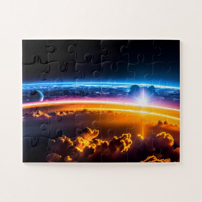 Puzzle Vue cosmique du lancement de fusées sur les teinte (Horizontal)