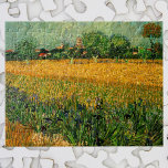 Puzzle Vue d'Arles avec Irises par Vincent van Gogh<br><div class="desc">Vue d'Arles avec Irises au premier plan par Vincent van Gogh est un post impressionnisme d'art vintage peinture paysage nature. Un champ de blé avec des fleurs d'iris violet au premier plan sur une ferme. Arbres et la ville d'Arles avec maisons sont dans l'arrière - plan. À propos de l'artiste...</div>