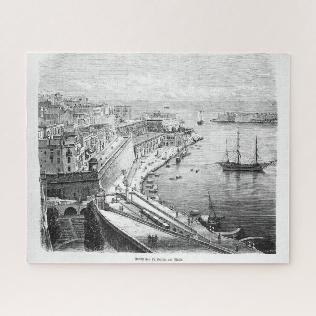 Puzzle Vue de La Valette à Malte 1874 Poster (Horizontal)
