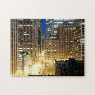 Puzzle Vue de nuit du paysage urbain de Chicago