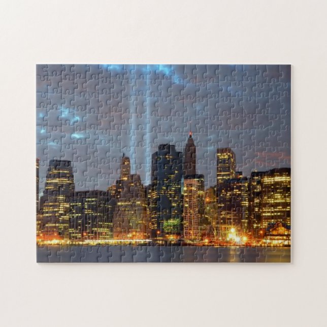 Puzzle Vue d'horizon de ville dans la nuit (Horizontal)