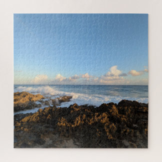 Puzzle Vue océanique tropicale avec photo de roche de lav