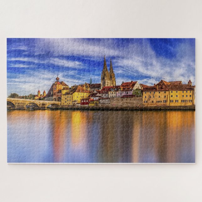 Puzzle Vue pittoresque du fleuve Regensburg (Horizontal)