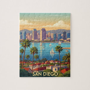 Puzzle Vue rétro de la skyline côtière de San Diego Calif