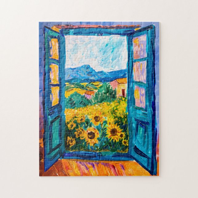 Puzzle Vue sur la mer Méditerranée avec bougainvillée (Vertical)