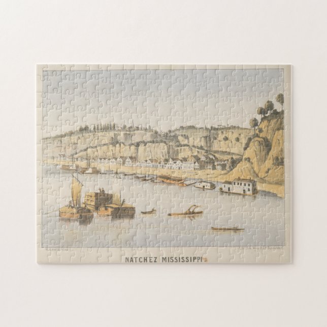 Puzzle Vue vintage de Natchez MS (1854) (Horizontal)