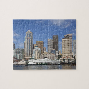 Puzzle WA, Seattle, panorama de Seattle avec bateau de fe