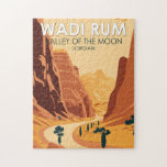 Puzzle Wadi Rum Jordan Travel Art Vintage<br><div class="desc">OEuvre vectorielle Wadi Rum. Également connu sous le nom de Vallée de la Lune,  il est une vallée coupée dans le grès et la roche de granit dans le sud de la Jordanie.</div>