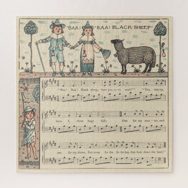 Puzzle Walter Crane Baa Baa Mouton Noir Comptine (Vertical)