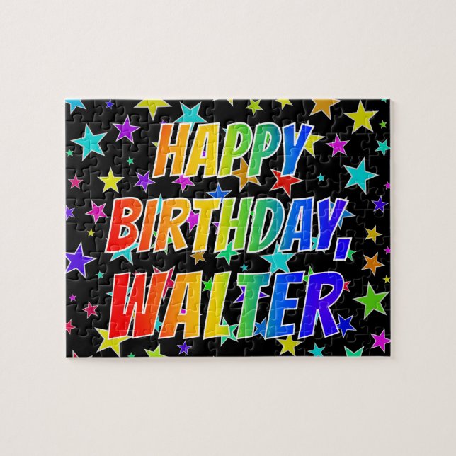 Puzzle "WALTER" Prénom, Fun "Joyeux Anniversaire" (Horizontal)