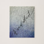 Puzzle Wanderlust Blue Ombre Aquarelle Vintage<br><div class="desc">Wanderlust Blue Ombre Aquarelle Vintage Monde Carte Design. Avec Pretty Fading Sepia to sky blue Arrière - plan, Vintage Antique Travel Map Overlay, et tendance Chic Brush Typographie de script. Fait un grand cadeau d'aventure pour les membres de la famille, pour elle, Ados, Femme, Amis, et plus encore. Puzzle personnalisé!...</div>