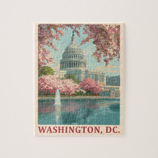 Puzzle Washington DC - Cherry Blossoms & Capitol Building (Vertical)