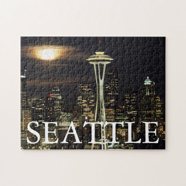 Puzzle Washington, Seattle, Skyline la nuit à partir de K (Horizontal)