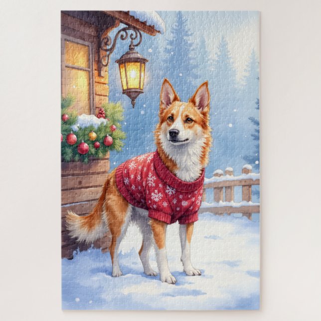 Puzzle Watercolor Australian Cattle Dog Rustic Garland (Vertical)