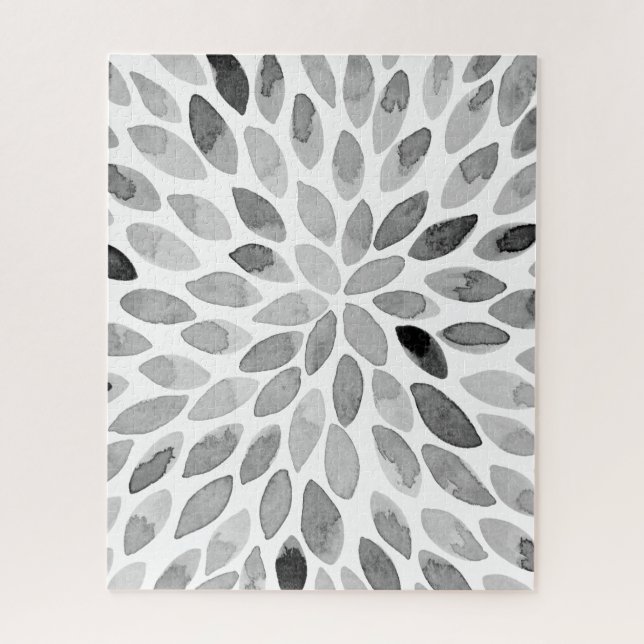 Puzzle Watercolor brush strokes – black and white (Vertical)