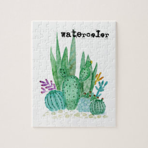 Puzzle Watercolor , cactus , succulents