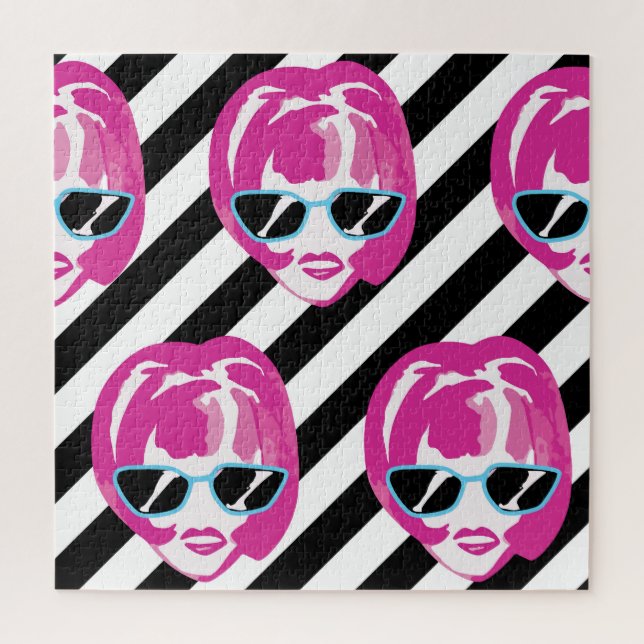 Puzzle Watercolor Fashion Girls Visages Motif (Vertical)