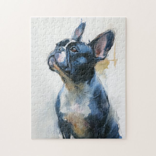 Puzzle Watercolor French bulldog sitting (Vertical)