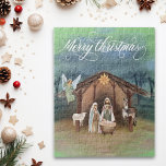 Puzzle Watercolor Manager Nativity Christmas Scene<br><div class="desc">This design may be personalized by choosing the Edit Design option. You may also transfer onto other items. Contact me at colorflowcreations@gmail.com or use the chat option at the top of the page if you wish to have this design on another product or need assistance. See more of my designs...</div>