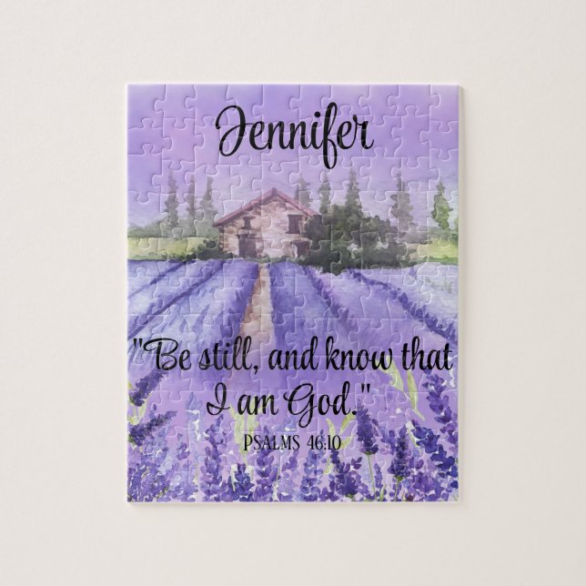 Puzzle Watercolor Provence Lavender Field Scripture Faith (Vertical)