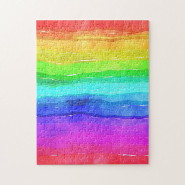 Puzzle Watercolor Rainbow Stripes (Vertical)