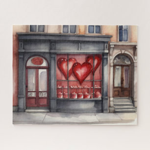 Puzzle Watercolor vieille ville Valentine's day shop