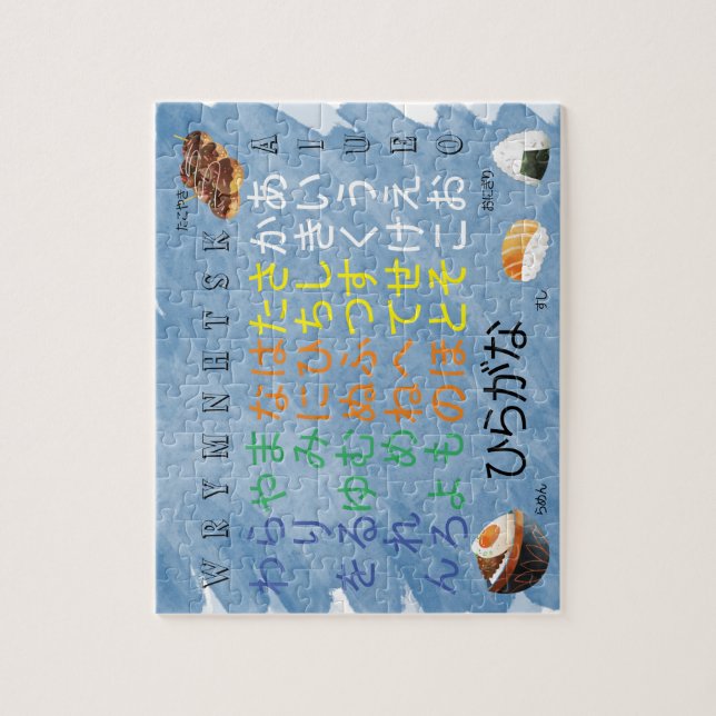 Puzzle Watercolour Hiragana Blue (Vertical)