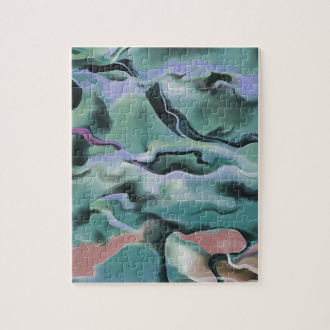 Puzzle Waves In Harmony Acrylic Pour Abstract Art  (Vertical)
