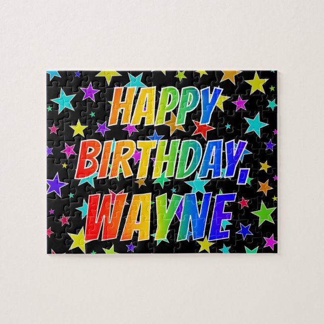 Puzzle "WAYNE" Prénom, Fun "Joyeux Anniversaire" (Horizontal)