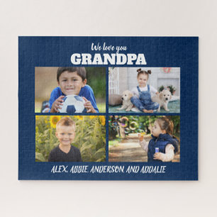 Puzzle We Love You Grand-père 4 Photo Navy Blue 16x20