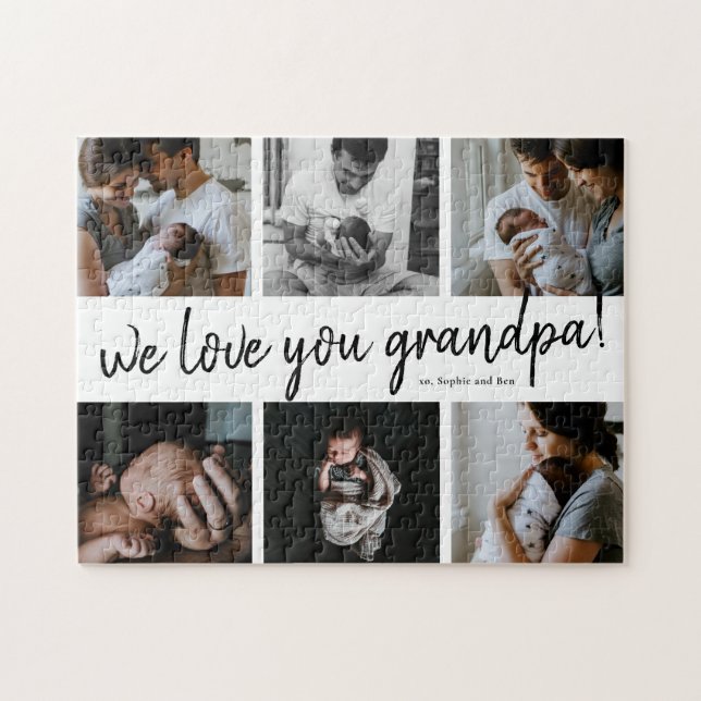 Puzzle We Love You Grand-père Modern 6 Photo Grand-père (Horizontal)