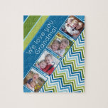 Puzzle We love you grandma with 4 photos and zig zags<br><div class="desc">A great way to display your square photos from your online account.  A fun zig zag stripe design highlights the pics.</div>