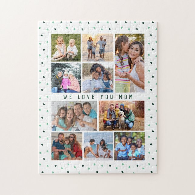 Puzzle We Love You Mom 10 Photo Collage Modern Love Heats (Vertical)