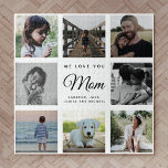 Puzzle WE LOVE YOU MOM Modern Family Photo Collage<br><div class="desc">We love you,  Mom: For the Best Mom Ever in your life a modern,  trendy instagram family photo collage square puzzle with modern script typography and your personal name and message.</div>