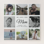 Puzzle WE LOVE YOU MOM Modern Family Photo Collage<br><div class="desc">We love you,  Mom: For the Best Mom Ever in your life a modern,  trendy instagram family photo collage square puzzle with modern script typography and your personal name and message.</div>