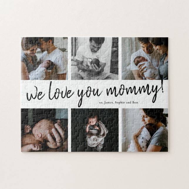 Puzzle We Love You Mommy Modern 6 Photo Collage de la mèr (Horizontal)