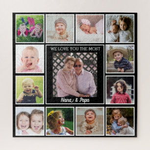 Puzzle We Love You Nana & Papa 13 Grandkids Photo Collage