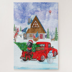 Puzzle Weimaraner Chien dans la livraison de Noël Camion