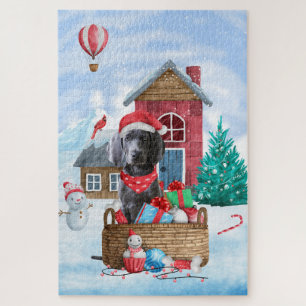 Puzzle Weimaraner Chien dans la neige Maison de Chien de