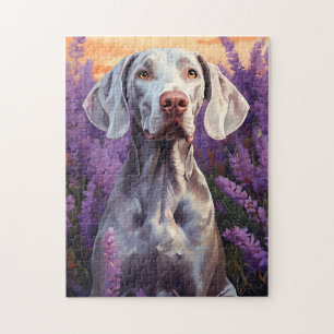 Puzzle Weimaraner dans le champ Lavender