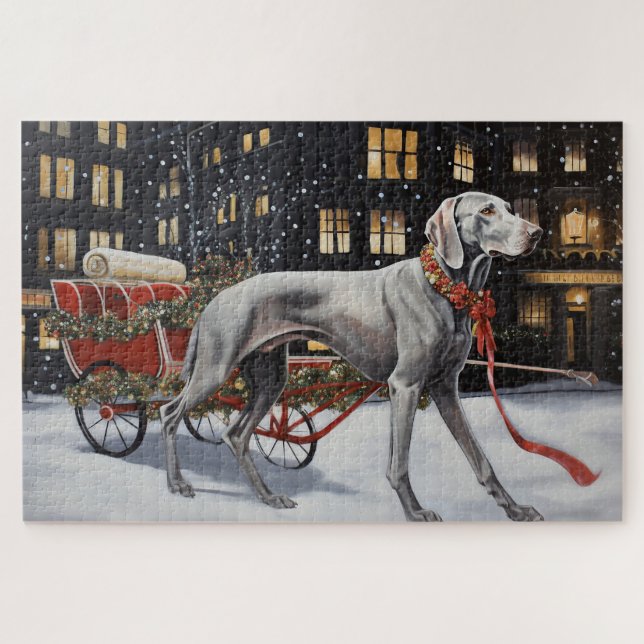 Puzzle Weimaraner Festin de Noël (Horizontal)