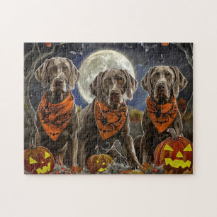Puzzle Weimaraner Halloween Éffrayant