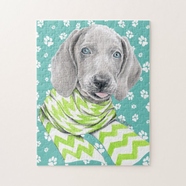 Puzzle Weimaraner mignon chiot avec foulard Portrait de c (Vertical)
