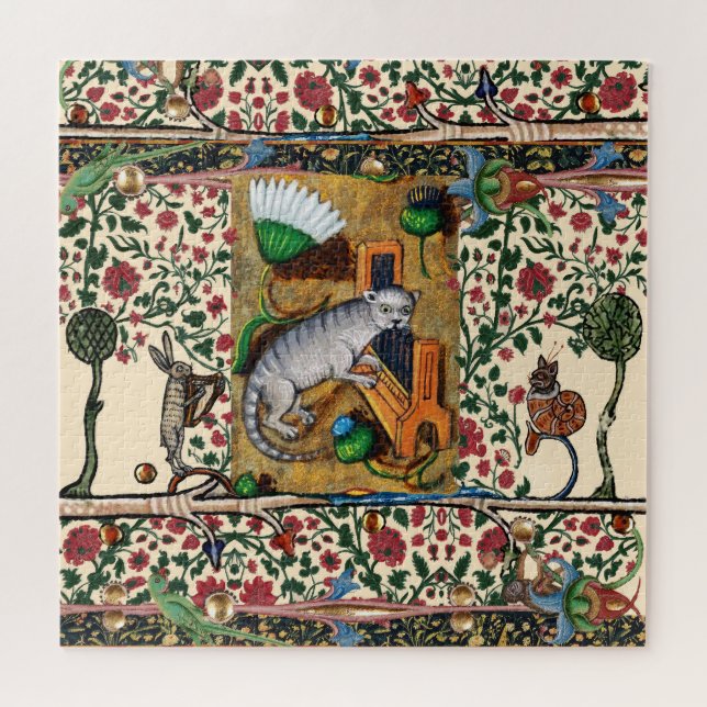 PUZZLE WEIRD MÉDIÉVAL BESTIAIRE MUSIQUE, CAT JOUER ORGE (Horizontal)