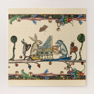 Puzzle WEIRD MÉDIÉVAL DE LA MUSIQUE, Lapin, Chien