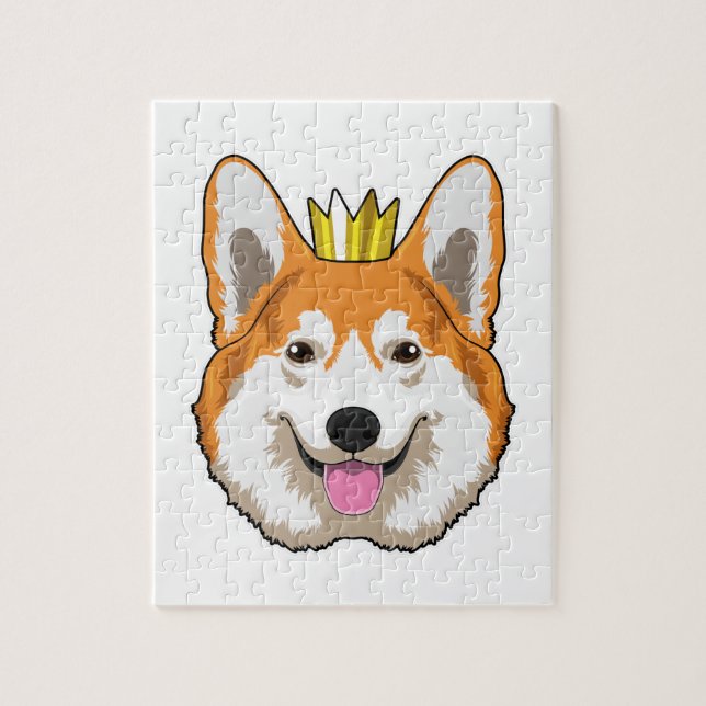 Puzzle Welsh corgi with Crown (Vertical)