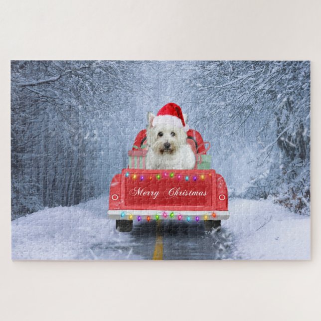 Puzzle West Highland White Terrier Dog dans un camion de  (Horizontal)