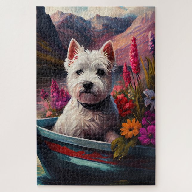 Puzzle West Highland White Terrier en bateau (Vertical)
