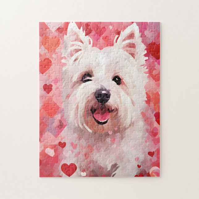 Puzzle West Highland White Terrier Valentines jour (Vertical)