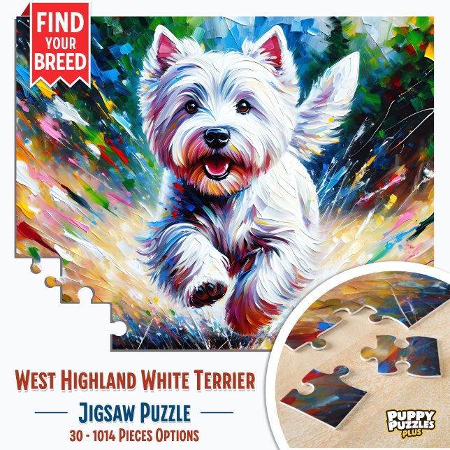 Puzzle West Highland White Terrier "Westie" Portrait de c (Vibrant Westie Portrait Acrylic Print - Energetic Dog Art for Your Home)
